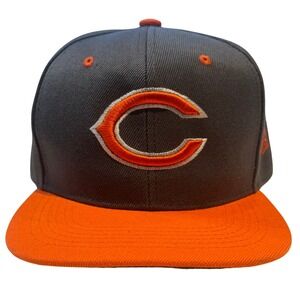 Leader Chicago Bears Snapback Hat NFL Logo Gray Orange Polyester OSFA Flat Brim
